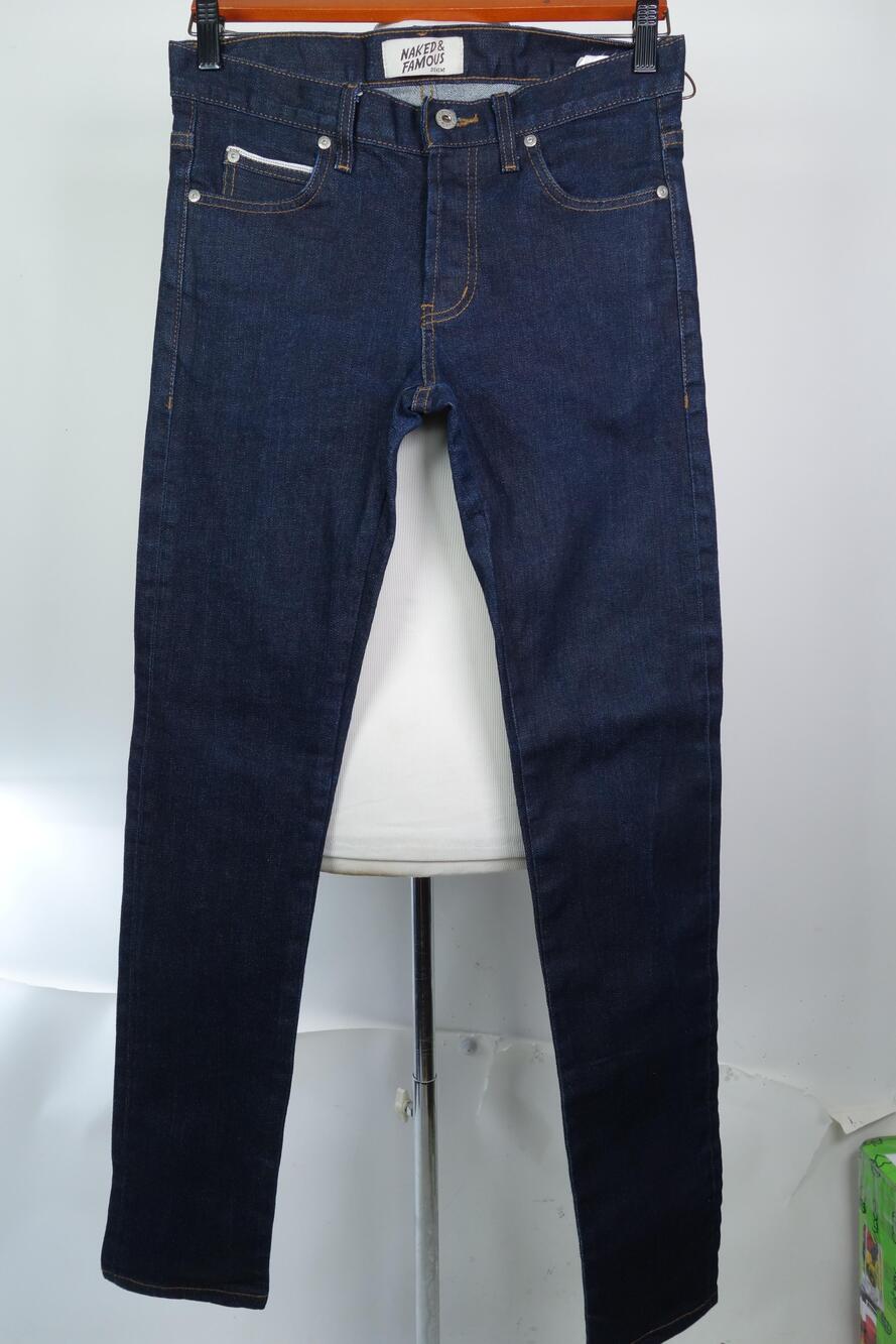 Naked & Famous Super Guy Jeans Mens 31x32 Dark Blue Slim Stretch Selvedge Denim